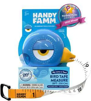 Kids Tape Measure 8ft Blue Bird Retractable Measuring Tape with Level & Protractor, STEM Montessori Tool, Toddler Safe, Gift for Boys & Girls Ages 3+ Kids Tape Measure 8ft Blue Bird Retractable Measuring Tape with Level & Protractor, STEM Montessori Tool, Toddler Safe, Gift for Boys & Girls Ages 3+