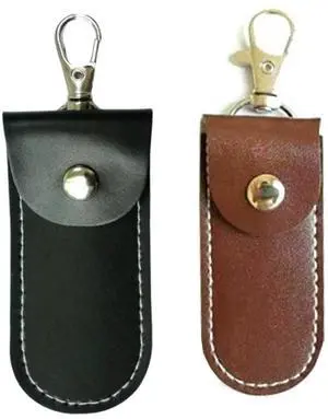 Anti Lost USB Flash Drive Leather Holder, 2 Pcs Leather USB Protective Case for Alloy Shark Buckle Lightweight Portable (Black+Brown, Large+Small) Anti Lost USB Flash Drive Leather Holder, 2 Pcs Leather USB Protective Case for Alloy Shark Buckle Lightweight Portable (Black+Brown, Large+Small)
