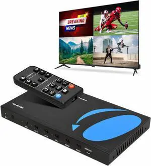 HDMI Switcher 4 in 1 Out with Quad Screen Multiviewer - Supports 1080p, DTS/Dolby Audio, IR Remote Control, Seamless Switching, Compatible with HDMI Devices HDMI Switcher 4 in 1 Out with Quad Screen Multiviewer - Supports 1080p, DTS/Dolby Audio, IR Remote Control, Seamless Switching, Compatible with HDMI Devices