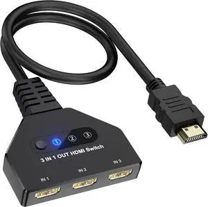 HDMI Switch 3 in 1 Out, 4K@30hz HDMI Splitter, 3 Ports HDMI Switcher Supports Full HD 1080P 3D Compatible with Roku Fire TV Stick HDTV PS4/PS5 Xbox One Chromecast, Compatible with Mac/Win/Linux HDMI Switch 3 in 1 Out, 4K@30hz HDMI Splitter, 3 Ports HDMI Switcher Supports Full HD 1080P 3D Compatible with Roku Fire TV Stick HDTV PS4/PS5 Xbox One Chromecast, Compatible with Mac/Win/Linux