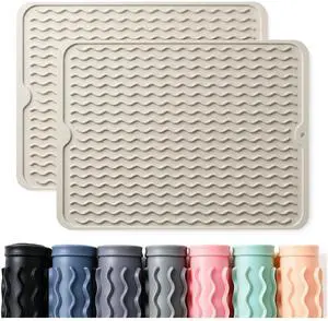 2 Pack Silicone Dish Drying Mat for Kitchen Counter Dining Placemats Shower Caddy Refrigerator Liners Essentials Heat Resistant Waterproof Trivets Pad Coffee Bar Items 15"x11.5" Milk 2 Pack Silicone Dish Drying Mat for Kitchen Counter Dining Placemats Shower Caddy Refrigerator Liners Essentials Heat Resistant Waterproof Trivets Pad Coffee Bar Items 15"x11.5" Milk