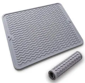 Silicone Dish Drying Mat for Kitchen Counter, Heat Resistant Dish Drainer, Easy to Clean Eco-Friendly Sink Liner, Non-Slip Drawer & Countertop Liner (16 x 12, Gray) Silicone Dish Drying Mat for Kitchen Counter, Heat Resistant Dish Drainer, Easy to Clean Eco-Friendly Sink Liner, Non-Slip Drawer & Countertop Liner (16 x 12, Gray)