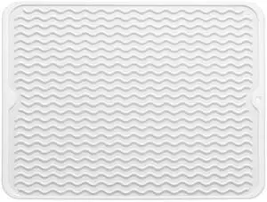 Silicone Dish Drying Mat Quick-Dry Ridges Counter & Sink Pad, Heat-Resistant Trivet to 450°F, Non-Slip & Dishwasher Safe, Roll-Up Storage, 18 Colors & 9 Sizes (White, 16"×12") Silicone Dish Drying Mat Quick-Dry Ridges Counter & Sink Pad, Heat-Resistant Trivet to 450°F, Non-Slip & Dishwasher Safe, Roll-Up Storage, 18 Colors & 9 Sizes (White, 16"×12")