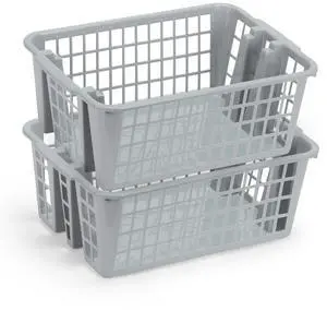 Plastic Storage Basket, 13L Bathroom Storage Organizer Bin for Laundry Closet, Pantry or Office with Built In Handles,Gray (2 Pack) Plastic Storage Basket, 13L Bathroom Storage Organizer Bin for Laundry Closet, Pantry or Office with Built In Handles,Gray (2 Pack)