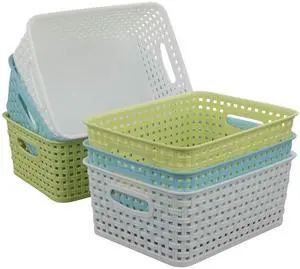 Plastic Storage Baskets/Bins Organizer for Bathroom, 6-Pack Plastic Storage Baskets/Bins Organizer for Bathroom, 6-Pack
