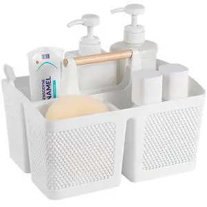 Portable Shower Caddy Basket Plastic Cleaning Caddy Organizer Storage Tote with Handle for Bathroom, College, Dorm Room Essentials, White Portable Shower Caddy Basket Plastic Cleaning Caddy Organizer Storage Tote with Handle for Bathroom, College, Dorm Room Essentials, White