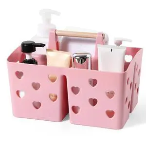 Portable Shower Caddy Plastic Shower Basket Organizer Divided Bathroom Caddy Storage Cleanning Caddy Tote with Handle for College, Dorm Room, Kitchen, Pink Portable Shower Caddy Plastic Shower Basket Organizer Divided Bathroom Caddy Storage Cleanning Caddy Tote with Handle for College, Dorm Room, Kitchen, Pink