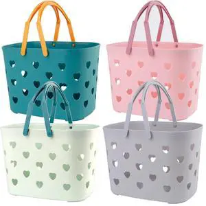 4 Pack Portable Shower Caddy Basket, Plastic Storage Basket with Handle, Caddy Organizer Bin for Bathroom, College Dorm, Pantry, Kitchen 4 Pack Portable Shower Caddy Basket, Plastic Storage Basket with Handle, Caddy Organizer Bin for Bathroom, College Dorm, Pantry, Kitchen