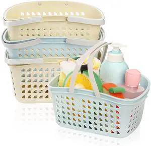 4 Pack Shower Caddy Basket, Portable Storage Basket with Dual Handle, Stackable Plastic Caddy Organizer Bin for Campers, Bathroom, Dorm 4 Pack Shower Caddy Basket, Portable Storage Basket with Dual Handle, Stackable Plastic Caddy Organizer Bin for Campers, Bathroom, Dorm