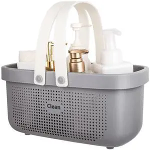 Plastic Storage Basket with Handle Portable Shower Caddy Tote Organizer Basket Bin for Bathroom Kitchen Dorm Room Bedroom, Gray Plastic Storage Basket with Handle Portable Shower Caddy Tote Organizer Basket Bin for Bathroom Kitchen Dorm Room Bedroom, Gray