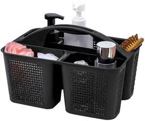 Plastic Portable Shower Caddy Basket Bucket, Cleaning Shower Basket with Handle Compartments Storage Basket Organizer for Bathroom Kitchen College Dorm Sink, Black Plastic Portable Shower Caddy Basket Bucket, Cleaning Shower Basket with Handle Compartments Storage Basket Organizer for Bathroom Kitchen College Dorm Sink, Black