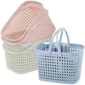 3 Pack Portable Shower Caddy Basket, Plastic Storage Baskets with Handle Plastic Tote Storage Basket Easter Baskets Toiletry Organizer for Bathroom, Kitchen, Pantry, College Dorm 3 Pack Portable Shower Caddy Basket, Plastic Storage Baskets with Handle Plastic Tote Storage Basket Easter Baskets Toiletry Organizer for Bathroom, Kitchen, Pantry, College Dorm