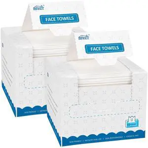 Face Towels, 100 Count (2 Box) Disposable Face Towelettes, Biodegradable Makeup Remover Dry Wipes, Super Soft Clean Facial Towels Wash Cloth for Sensitive Skin Face Towels, 100 Count (2 Box) Disposable Face Towelettes, Biodegradable Makeup Remover Dry Wipes, Super Soft Clean Facial Towels Wash Cloth for Sensitive Skin