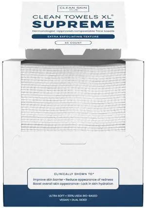 Clean Towels XL® Supreme, 100% USDA Biobased Face Towel, Disposable Face Towelette, Eczema Association Accepted, Thicker Textured Dry Wipes, Ultra Absorbent & Soft, 1 Pack, 50 Ct Clean Towels XL® Supreme, 100% USDA Biobased Face Towel, Disposable Face Towelette, Eczema Association Accepted, Thicker Textured Dry Wipes, Ultra Absorbent & Soft, 1 Pack, 50 Ct