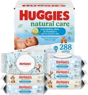 Natural Care Cucumber, Aloe and Vitamin E Baby Wipes, Hypoallergenic, Scented, 6 Flip-Top Packs (288 Wipes Total), Packaging May Vary Natural Care Cucumber, Aloe and Vitamin E Baby Wipes, Hypoallergenic, Scented, 6 Flip-Top Packs (288 Wipes Total), Packaging May Vary