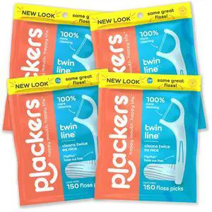 Twin-Line Dental Flossers, Advanced Whitening and Dual Action Flossing System, Easy Storage, Super Tuffloss, 2X The Clean, Cool Mint Flavor, 150 Count (Pack of 4) Twin-Line Dental Flossers, Advanced Whitening and Dual Action Flossing System, Easy Storage, Super Tuffloss, 2X The Clean, Cool Mint Flavor, 150 Count (Pack of 4)