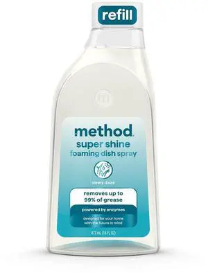 Super Shine Foaming Dish Spray Refill, Reuse With Trigger, Powered by Enzymes, Dewy Daze Scented, 16 fl oz Super Shine Foaming Dish Spray Refill, Reuse With Trigger, Powered by Enzymes, Dewy Daze Scented, 16 fl oz