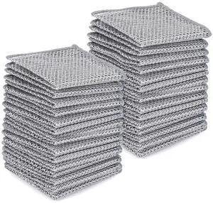 30Pcs Multipurpose Wire Dishwashing Rags for Wet and Dry, 7.87" x 7.87" Non Scratch Steel Wire Dishcloth, Double Layer Reusable Metal Cleaning Cloth for Cookware, Sinks, Dishes, Stove Tops 30Pcs Multipurpose Wire Dishwashing Rags for Wet and Dry, 7.87" x 7.87" Non Scratch Steel Wire Dishcloth, Double Layer Reusable Metal Cleaning Cloth for Cookware, Sinks, Dishes, Stove Tops
