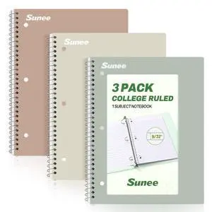 Spiral Notebooks, 3 Pack, 1-Subject, College Ruled Paper, 8" x 10-1/2", 70 Sheets per Notebook, Assorted Aesthetic Colors Spiral Notebooks for School Spiral Notebooks, 3 Pack, 1-Subject, College Ruled Paper, 8" x 10-1/2", 70 Sheets per Notebook, Assorted Aesthetic Colors Spiral Notebooks for School