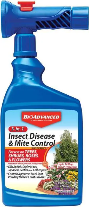 BioAdvanced 3-in-1 Insect, Disease, and Plant Mite Control - Insecticide, Fungicide & Miticide - Ready-to-Spray- Prevents Pests and Diseases - Up to 30 Days Protection - 32 fl oz Bottle BioAdvanced 3-in-1 Insect, Disease, and Plant Mite Control - Insecticide, Fungicide & Miticide - Ready-to-Spray- Prevents Pests and Diseases - Up to 30 Days Protection - 32 fl oz Bottle