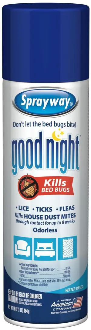 Good Night Bed Bug , 16oz | Odorless, Water-Based, EPA Registered | Eliminates Bed Bugs, Lice, Ticks, Fleas, House Dust Mites | Ideal for Homes, Dormitories, Hotels Good Night Bed Bug , 16oz | Odorless, Water-Based, EPA Registered | Eliminates Bed Bugs, Lice, Ticks, Fleas, House Dust Mites | Ideal for Homes, Dormitories, Hotels