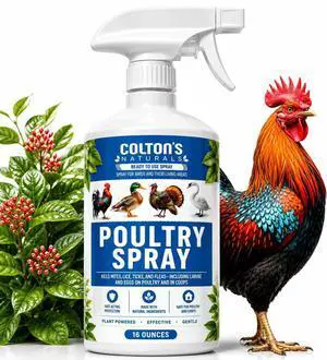 Poultry Spray 16 oz for Chickens Helps with Mites, Lice, Fleas & Scaly Leg Safe for Coops, Birds & Backyard Poultry Poultry Spray 16 oz for Chickens Helps with Mites, Lice, Fleas & Scaly Leg Safe for Coops, Birds & Backyard Poultry
