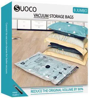 Vacuum Storage Bags, Compression Packing Space Saver Seal Bags for Clothing Bedding Comforters Blankets Pillows, 8 Jumbo Vacuum Storage Bags, Compression Packing Space Saver Seal Bags for Clothing Bedding Comforters Blankets Pillows, 8 Jumbo