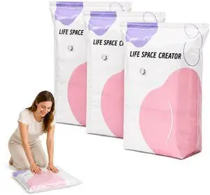 3 Pack No Pump Vacuum Storage Bags, 23.6 x 12.6 x 39.4 in 3 Pack No Pump Vacuum Storage Bags, 23.6 x 12.6 x 39.4 in