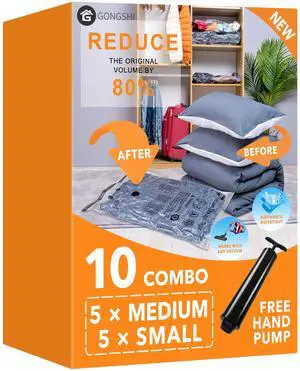 Vacuum Storage Bags, Space Saver Seal Bags For Clothing, Travel Luggage,Blankets, Comforters, Pillows, Clothes Storage.5 Medium 5 Small Vacuum Storage Bags, Space Saver Seal Bags For Clothing, Travel Luggage,Blankets, Comforters, Pillows, Clothes Storage.5 Medium 5 Small