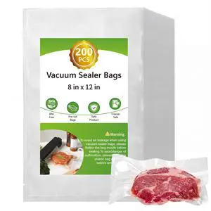 Vacuum Sealer Bags for Food, 200pcs Food Saver Seal Bags Quart 8" x 12", BPA Free Precut Commercial Grade, Puncture Resistant for Meal Prep, Sous Vide, Freezer Vacuum Sealer Bags for Food, 200pcs Food Saver Seal Bags Quart 8" x 12", BPA Free Precut Commercial Grade, Puncture Resistant for Meal Prep, Sous Vide, Freezer