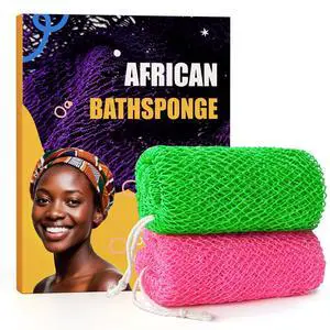 2 Pieces African Net Sponge Authentic, Durable Back Scrubber Washcloth for Shower, Exfoliating Net Sponge for All Skin, Bathing Accessories for Women (Pink and Green) 2 Pieces African Net Sponge Authentic, Durable Back Scrubber Washcloth for Shower, Exfoliating Net Sponge for All Skin, Bathing Accessories for Women (Pink and Green)
