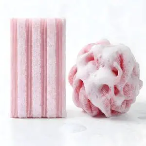 African Net Sponge - 40-Inch Long Exfoliating Body Scrubber for Shower - Fast-Drying Nylon Mesh Wash Net & Sapo Sponge for Back Scrubbing & Smoother Skin (Pink Stripe) African Net Sponge - 40-Inch Long Exfoliating Body Scrubber for Shower - Fast-Drying Nylon Mesh Wash Net & Sapo Sponge for Back Scrubbing & Smoother Skin (Pink Stripe)