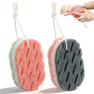 2 Pack Bath Sponges for Shower, Dual-Texture Exfoliating Loofah Sponge, Gray and Green Body Sponge for Women Men, Shower Sponges for Gentle and Deep Cleansing Foam 2 Pack Bath Sponges for Shower, Dual-Texture Exfoliating Loofah Sponge, Gray and Green Body Sponge for Women Men, Shower Sponges for Gentle and Deep Cleansing Foam