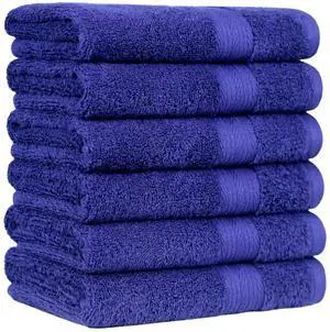 100% Cotton Fade-Resistant Hand Towels for Bathroom, Soft Absorbent, 26" x 16", Navy Blue, 6-Pack 100% Cotton Fade-Resistant Hand Towels for Bathroom, Soft Absorbent, 26" x 16", Navy Blue, 6-Pack