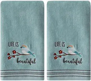 by Saturday Knight Ltd. Life Is Beautiful 2 Pc Hand Towel Set, Aqua by Saturday Knight Ltd. Life Is Beautiful 2 Pc Hand Towel Set, Aqua