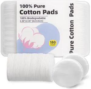 Boxed 100% Cotton Rounds for Face (150), Dual-Texture, Soft, Lint-Free Makeup Remover Pads, Hypoallergenic, Highly Absorbent Boxed 100% Cotton Rounds for Face (150), Dual-Texture, Soft, Lint-Free Makeup Remover Pads, Hypoallergenic, Highly Absorbent