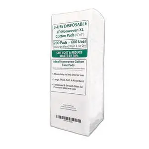 Nonwoven Cotton Face Pads (2XL 8"x4") 200Cts (600 Uses), Cut Cost & Disposal Waste by 70%, Ultra Thick Soft & Durable, No Lint & Tearing Even Stretched, Ideal for Makeup Removal Nonwoven Cotton Face Pads (2XL 8"x4") 200Cts (600 Uses), Cut Cost & Disposal Waste by 70%, Ultra Thick Soft & Durable, No Lint & Tearing Even Stretched, Ideal for Makeup Removal