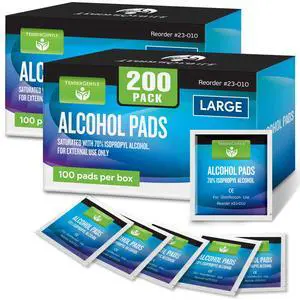 Large Alcohol Wipes Individually Wrapped - 200 Sterile Alcohol Prep Pads Saturated with 70% Isopropyl - For Home, First Aid Kits, and Medical Use Large Alcohol Wipes Individually Wrapped - 200 Sterile Alcohol Prep Pads Saturated with 70% Isopropyl - For Home, First Aid Kits, and Medical Use