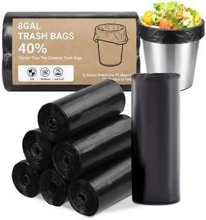 Trash Bags, 8 Gallon Small Trash Bags 40 Count Bathroom Trash Bag Flat-top Small Garbage Black Trash Bag Suitable for Bathroom, Home, Office Trash Bags, 8 Gallon Small Trash Bags 40 Count Bathroom Trash Bag Flat-top Small Garbage Black Trash Bag Suitable for Bathroom, Home, Office