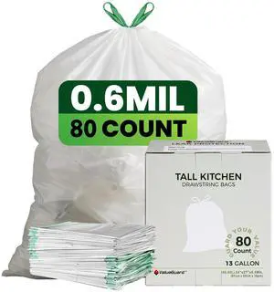 Large Trash Bag 13 Gallon Tall Drawstring 100% Post-Consumer Recycled Garbage Bag Waste Bag for Kitchen Office Large Trash Bag 13 Gallon Tall Drawstring 100% Post-Consumer Recycled Garbage Bag Waste Bag for Kitchen Office