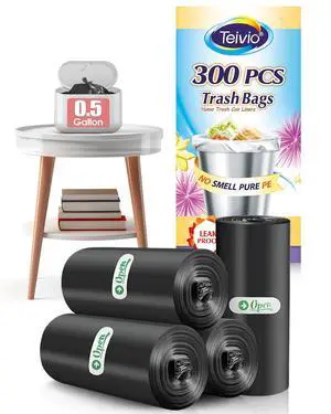 0.5 Gallon Mini Trash Bags Garbage Bags, Tiny Bathroom Trash Can Liners , Small Plastic Bags for Desktop Trash Bin/Dog/Poop Car, Fit 2 Liters or Less Can (300 Counts, Black) 0.5 Gallon Mini Trash Bags Garbage Bags, Tiny Bathroom Trash Can Liners , Small Plastic Bags for Desktop Trash Bin/Dog/Poop Car, Fit 2 Liters or Less Can (300 Counts, Black)