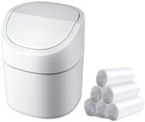 Mini Desk Trash Can with Lid with Trash Bags 180 Pcs Swing-Lid Tiny Countertop Garbage Bin Small Table Top Plastic Covered Waste Basket Mini Desk Trash Can with Lid with Trash Bags 180 Pcs Swing-Lid Tiny Countertop Garbage Bin Small Table Top Plastic Covered Waste Basket