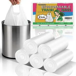 2 Gallon Small Trash-Bag Bathroom - White With Handles Biodegradable Mini Garbage Bags 100 Count Unscented Little Wastebasket Liners For Car Office Kitchen Strong Thick Bulk 2 Gallon Small Trash-Bag Bathroom - White With Handles Biodegradable Mini Garbage Bags 100 Count Unscented Little Wastebasket Liners For Car Office Kitchen Strong Thick Bulk