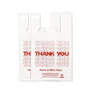 100 Count White Thank You T-Shirt Bags, 11 x 6 x 21 in 100 Count White Thank You T-Shirt Bags, 11 x 6 x 21 in