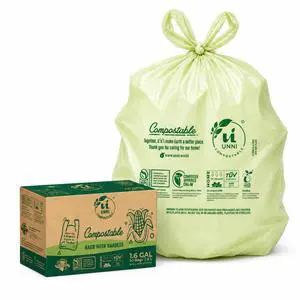 1.6 Gallon Compostable Trash Bags with Tie Handles, 50 Count Small Food Scrap Kitchen Compost Bags for Countertop Bin, Certified by BPI, CMA & OK compost HOME, Meets ASTM D6400 1.6 Gallon Compostable Trash Bags with Tie Handles, 50 Count Small Food Scrap Kitchen Compost Bags for Countertop Bin, Certified by BPI, CMA & OK compost HOME, Meets ASTM D6400