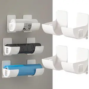 4 Pcs No Punching Trash Bag Dispenser Plastic Bag Holder,Wall Mounted Plastic Bag Organizer Grocery Bag Holder White Garbage Trash Bag Holder For Home Organization Kitchen Organizers And Storage 4 Pcs No Punching Trash Bag Dispenser Plastic Bag Holder,Wall Mounted Plastic Bag Organizer Grocery Bag Holder White Garbage Trash Bag Holder For Home Organization Kitchen Organizers And Storage