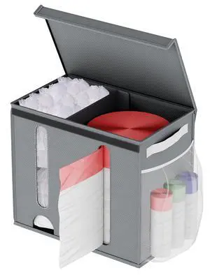 2-in-1 Trash Bag Dispenser, Garbage, Grocery Holder, 4-33 Gal, Gray 2-in-1 Trash Bag Dispenser, Garbage, Grocery Holder, 4-33 Gal, Gray