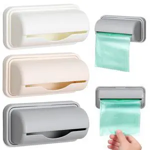 3 Pack Wall Mount Trash Bag Holder Dispenser Adhesive Garbage Bag Storage Box Organizer for Kitchen and Home Easy Access Plastic Container 5.90X2.67X1.77 Inches 3 Pack Wall Mount Trash Bag Holder Dispenser Adhesive Garbage Bag Storage Box Organizer for Kitchen and Home Easy Access Plastic Container 5.90X2.67X1.77 Inches