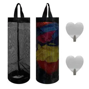 2 Pcs Plastic Bag Holder Trash Bags Storage Dispenser Organizer for Home Kitchen Mesh Hanging Storage Dispensers Recycling Garbage Folding Hanging Storage Bag Grocery Bags Holder with 2 Hooks (Black) 2 Pcs Plastic Bag Holder Trash Bags Storage Dispenser Organizer for Home Kitchen Mesh Hanging Storage Dispensers Recycling Garbage Folding Hanging Storage Bag Grocery Bags Holder with 2 Hooks (Black)