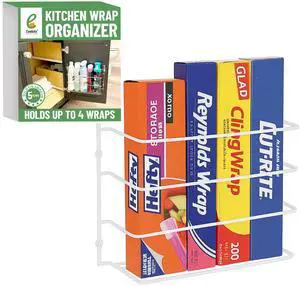 Kitchen Wrap & Food Bag Organizer Basket, Wall or Cabinet Door Mount, 1-Pack - White Kitchen Wrap & Food Bag Organizer Basket, Wall or Cabinet Door Mount, 1-Pack - White
